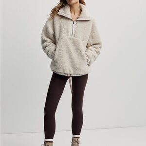Varley Cream Teddy Fleece Half-Zip Pullover